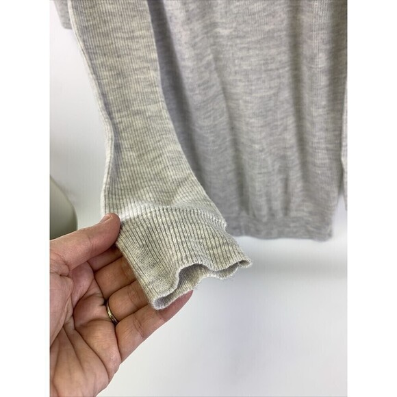 Modern Citizen Long Sleeve Sweater Dress Gray Bodycon Tie Waist Midi Ribbed Med - Picture 6 of 15